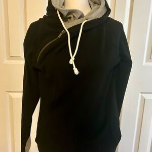 Women's Black Hoodie with Gray Double Hood